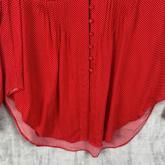 Maeve Anthropologie Shirt Womens Extra Small Red White Polka Dot Matilda Tie - Picture 7 of 13